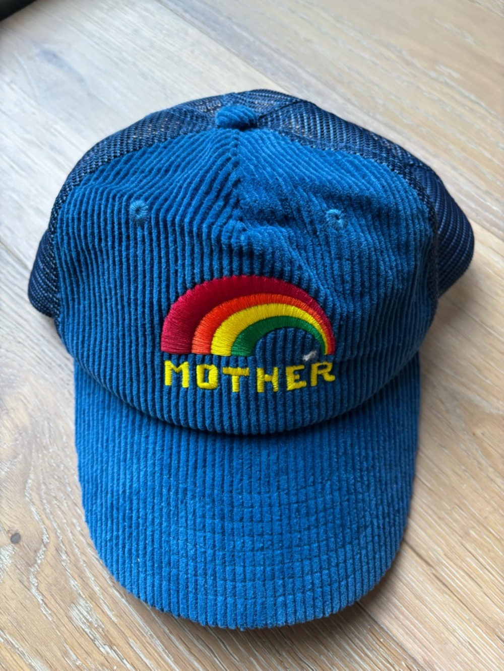 MOTHER DENIM' Corduroy Cap with Rainbow 'MOTHER' Embroidery